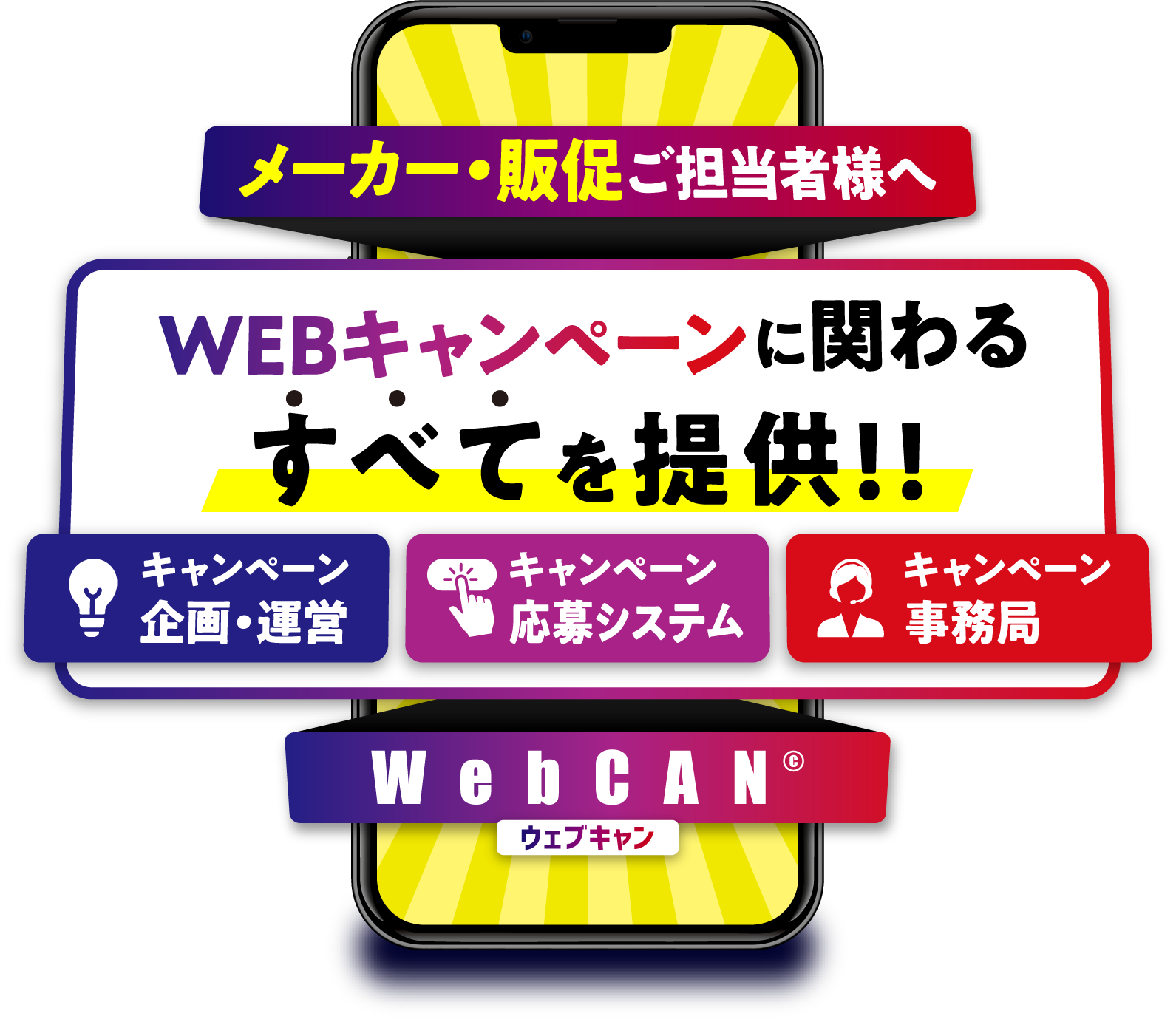 メーカー・販促ご担当者様へ　WEBキャンペーンに関わるすべてを提供！！キャンペーン企画・運営、キャンペーン応募システム、キャンペーン事務局 | WebCAN(ウェブキャン)